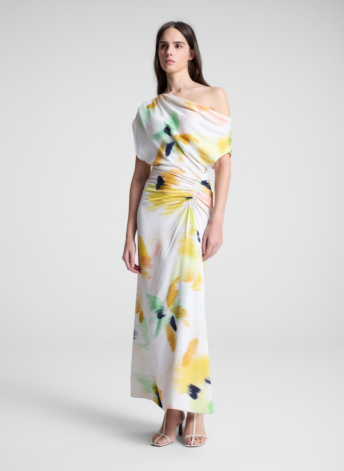 woman wearing multicolor floral maxi dress