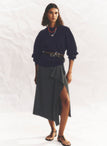 Seraphina Stretch Linen Midi Skirt