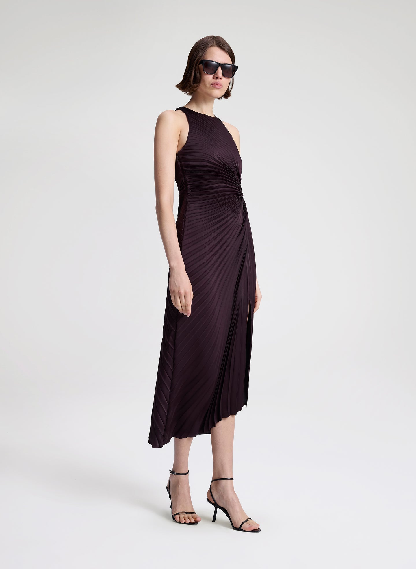 purple pleated midi dress Tea Rose Purple Pleated Midi Dress