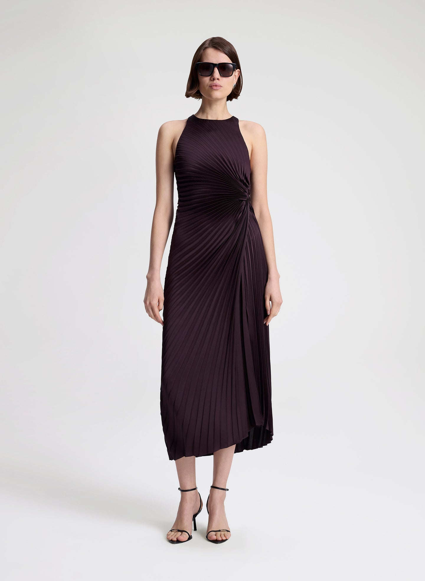 Reagan Satin Pleated Midi Dress | ALC LTD Reagan Satin Pleated Midi Dress | ALC LTD
