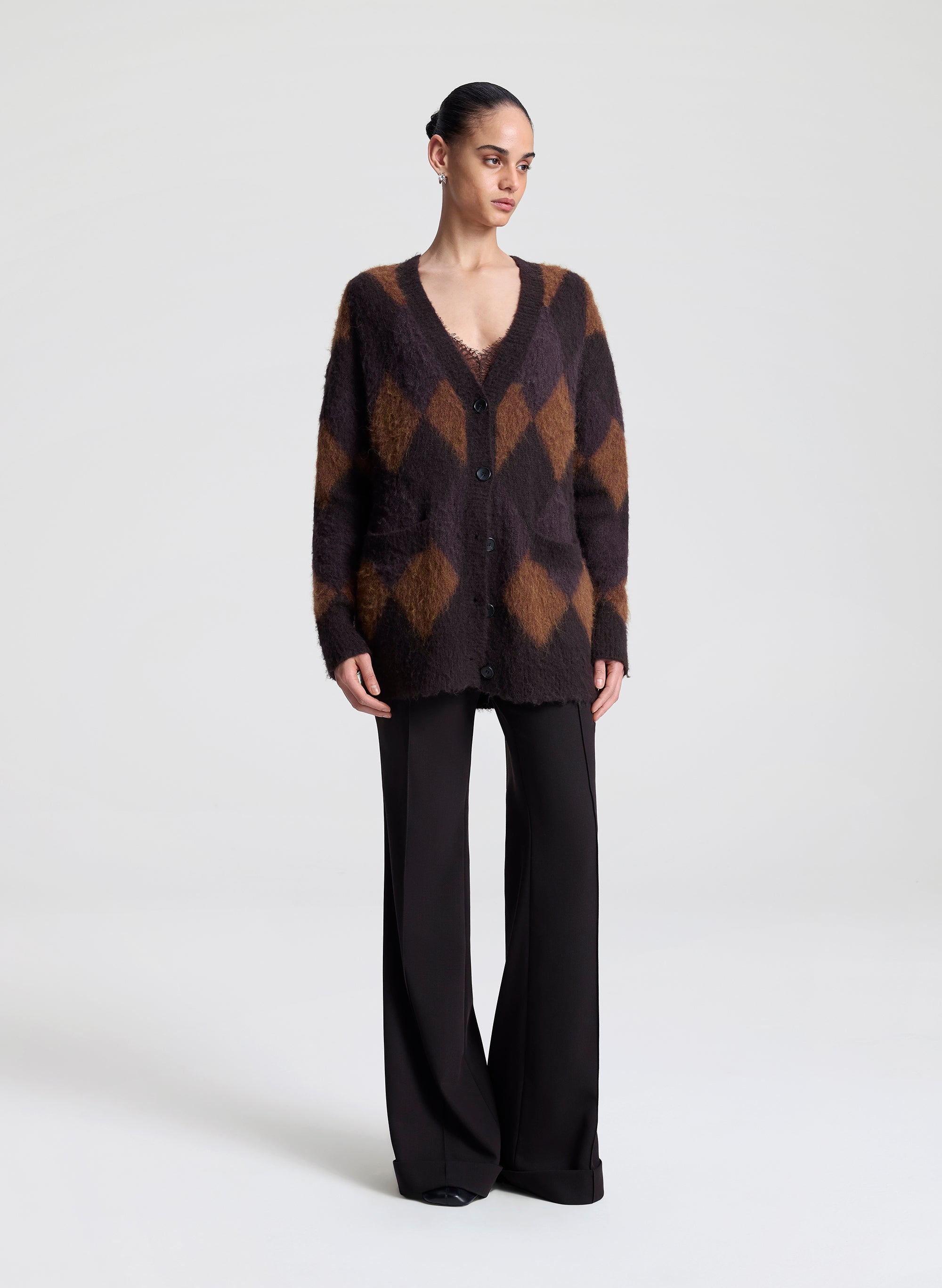 Reid Brushed Alpaca Argyle Cardigan | ALC LTD