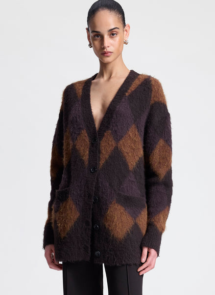 A.L.C. Reid Brushed Alpaca Argyle Cardigan | ALCltd.com