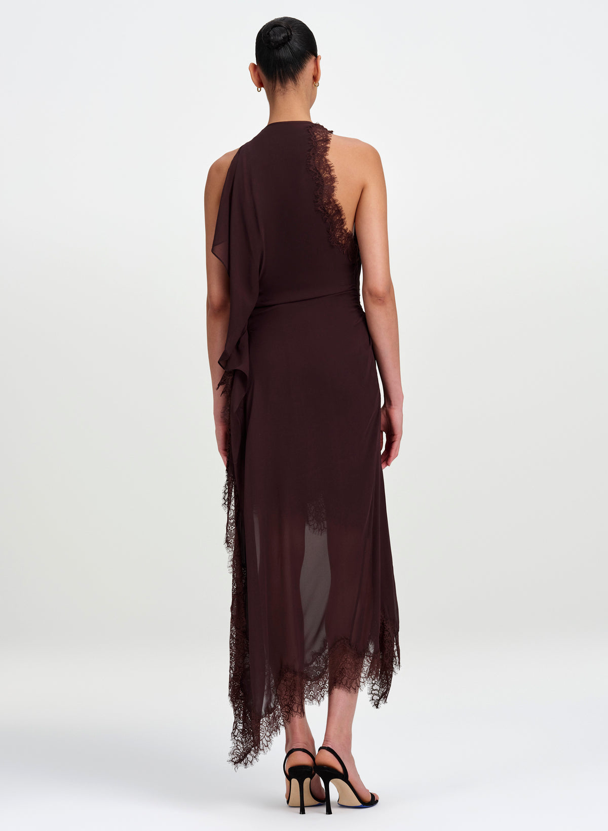 Renata Silk Chiffon and Lace Midi Dress