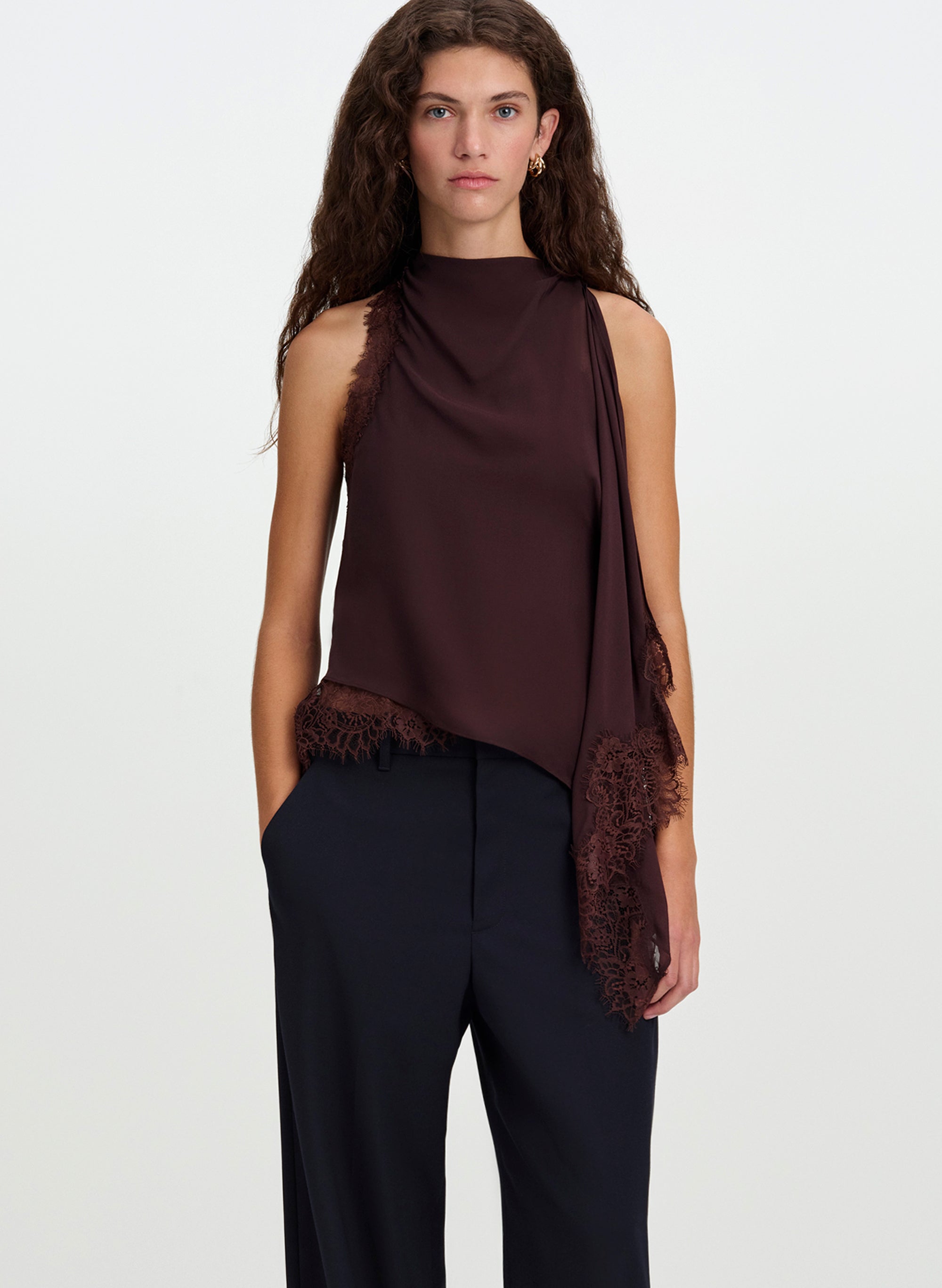 Renata Silk Chiffon and Lace Top