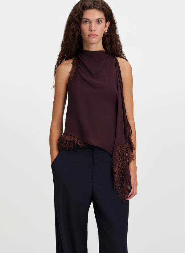 Renata Silk Chiffon and Lace Top