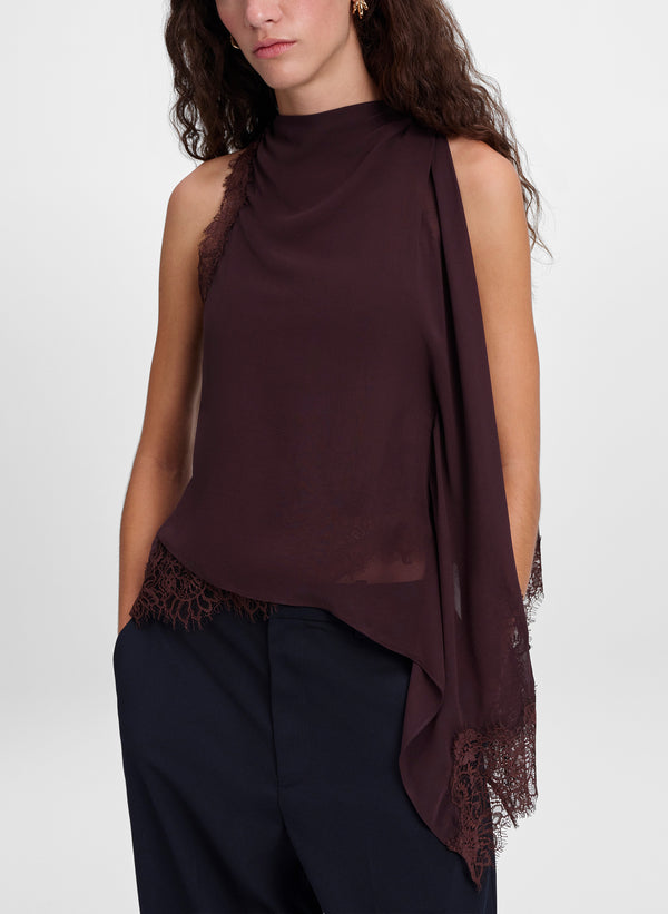 Renata Silk Chiffon and Lace Top