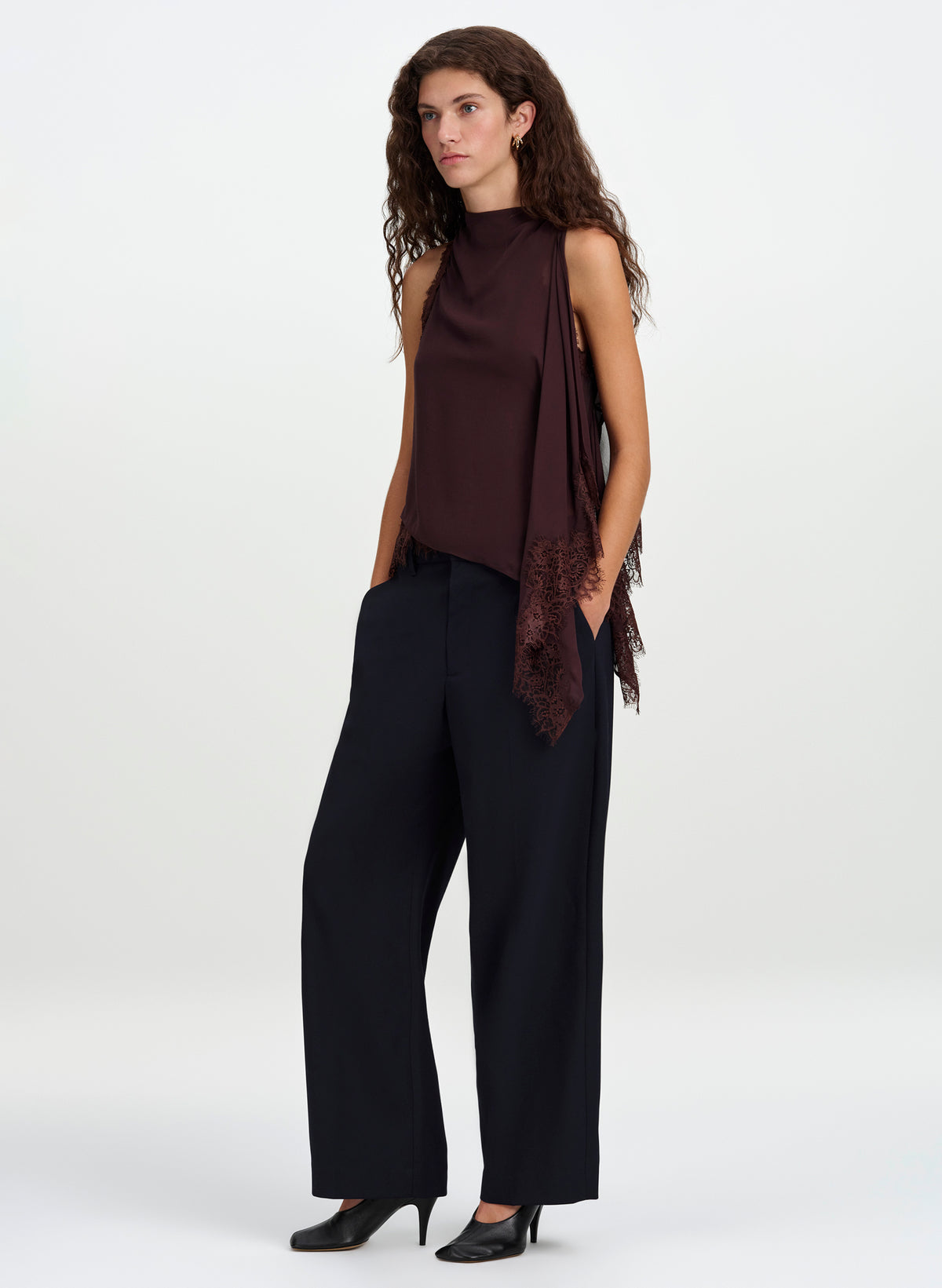 Renata Silk Chiffon and Lace Top