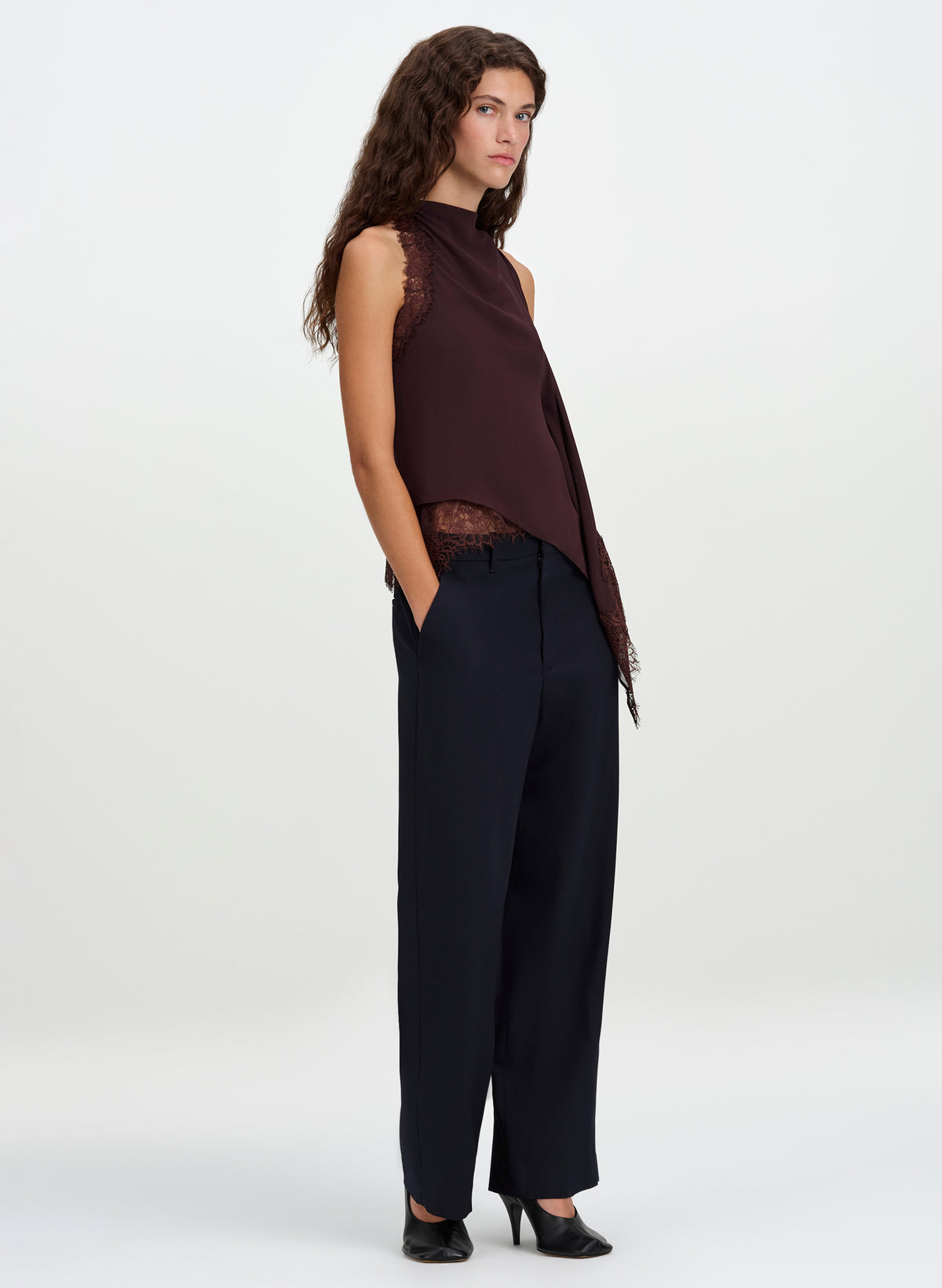 Renata Silk Chiffon and Lace Top