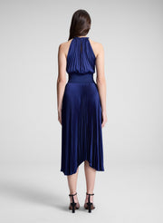 A.L.C. Women's Renzo II Satin Pleated Dress in Riviera, Size 14 A.L.C. Women's Renzo II Satin Pleated Dress in Riviera, Size 14