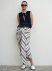 Rhodes Striped Linen Midi Skirt