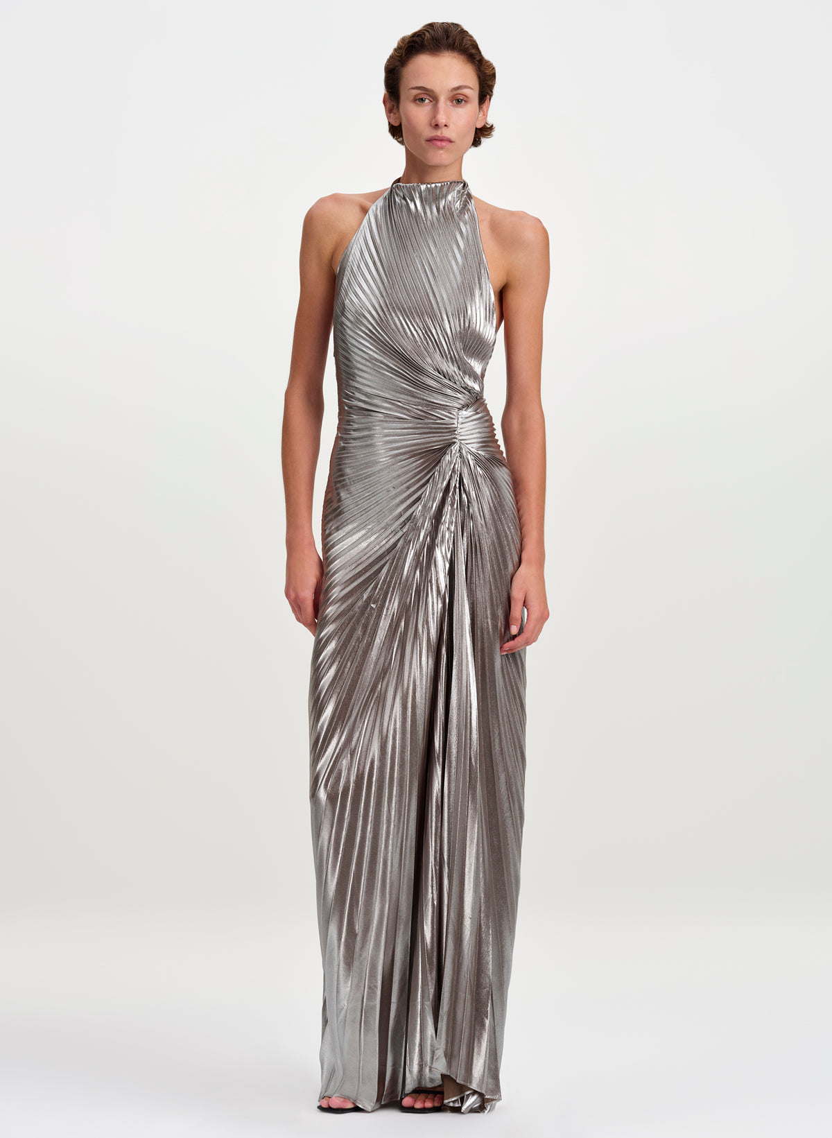 Romy Pleated Satin Maxi Dress