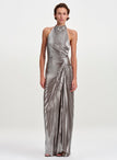 Romy Pleated Satin Maxi Dress