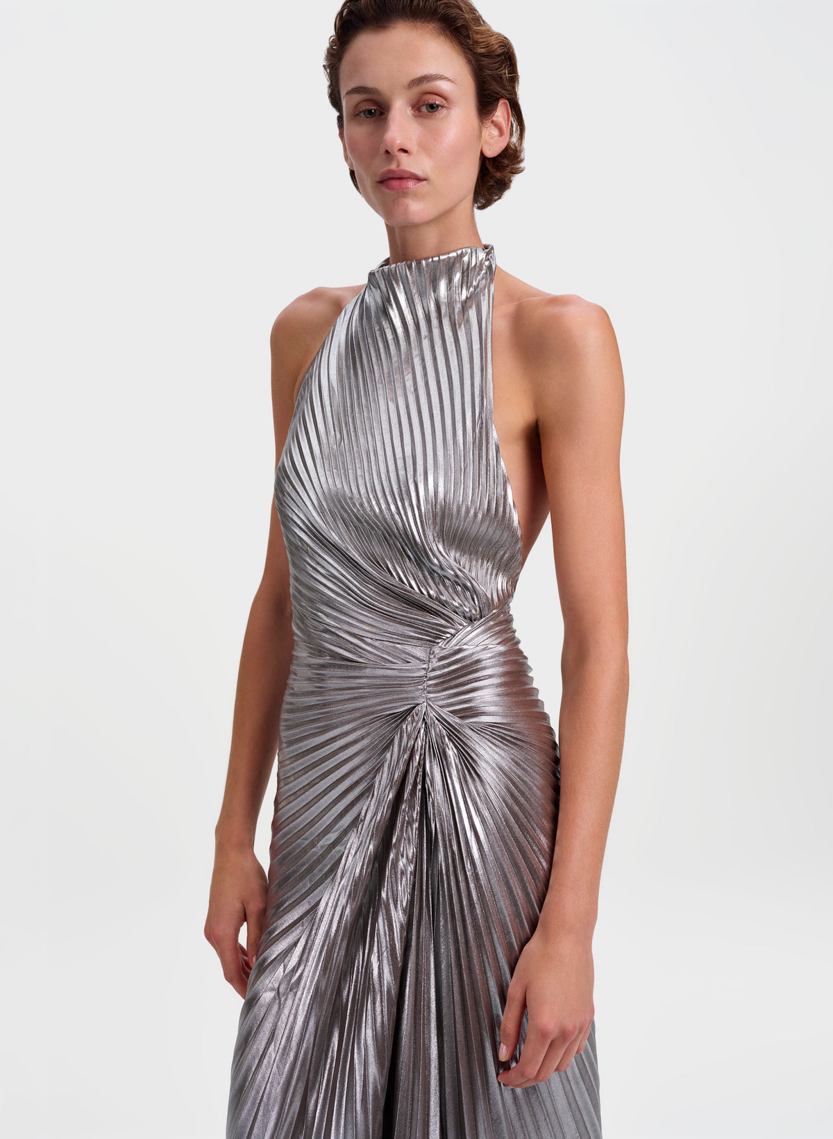 Romy Pleated Satin Maxi Dress
