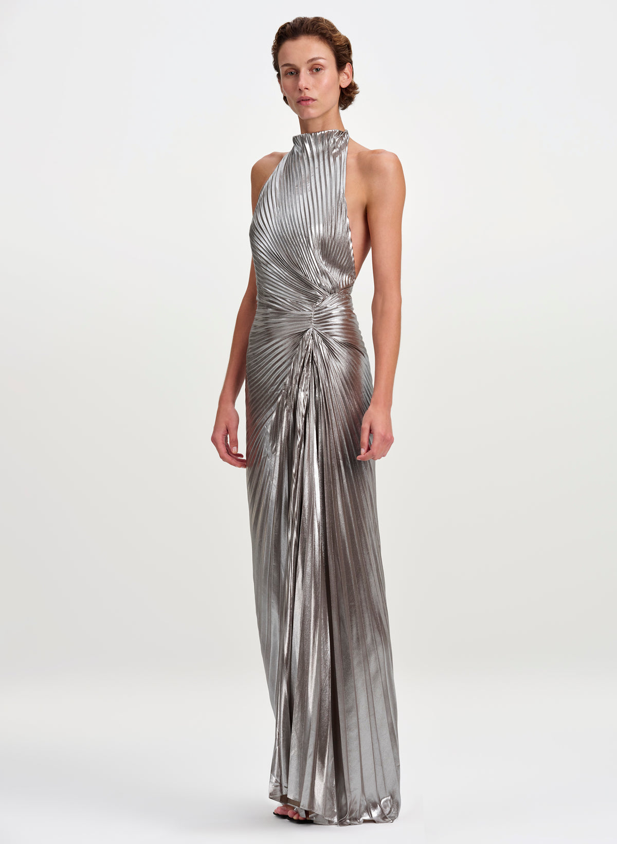Romy Pleated Satin Maxi Dress