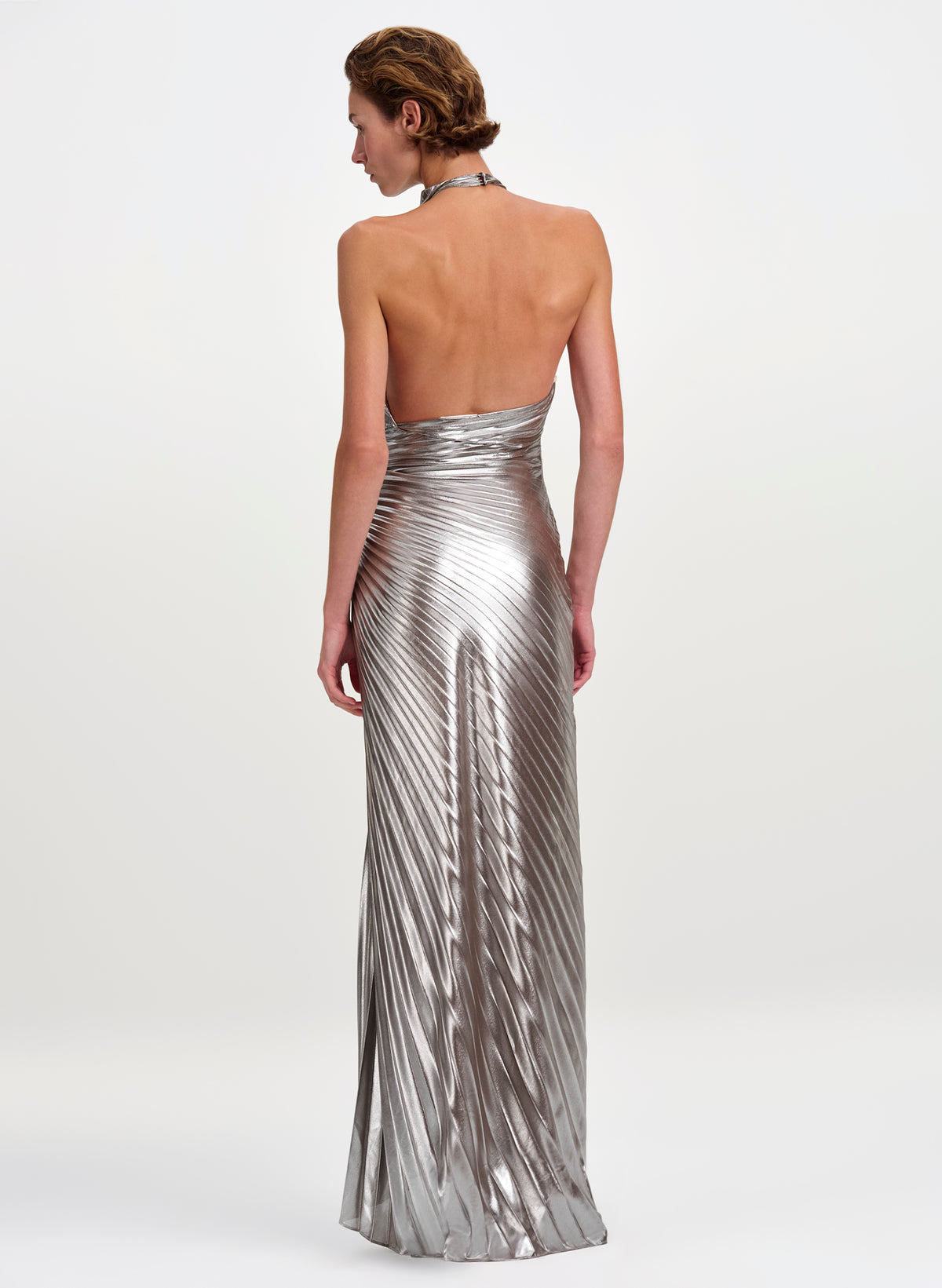 Romy Pleated Satin Maxi Dress
