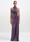 Romy Pleated Satin Gown