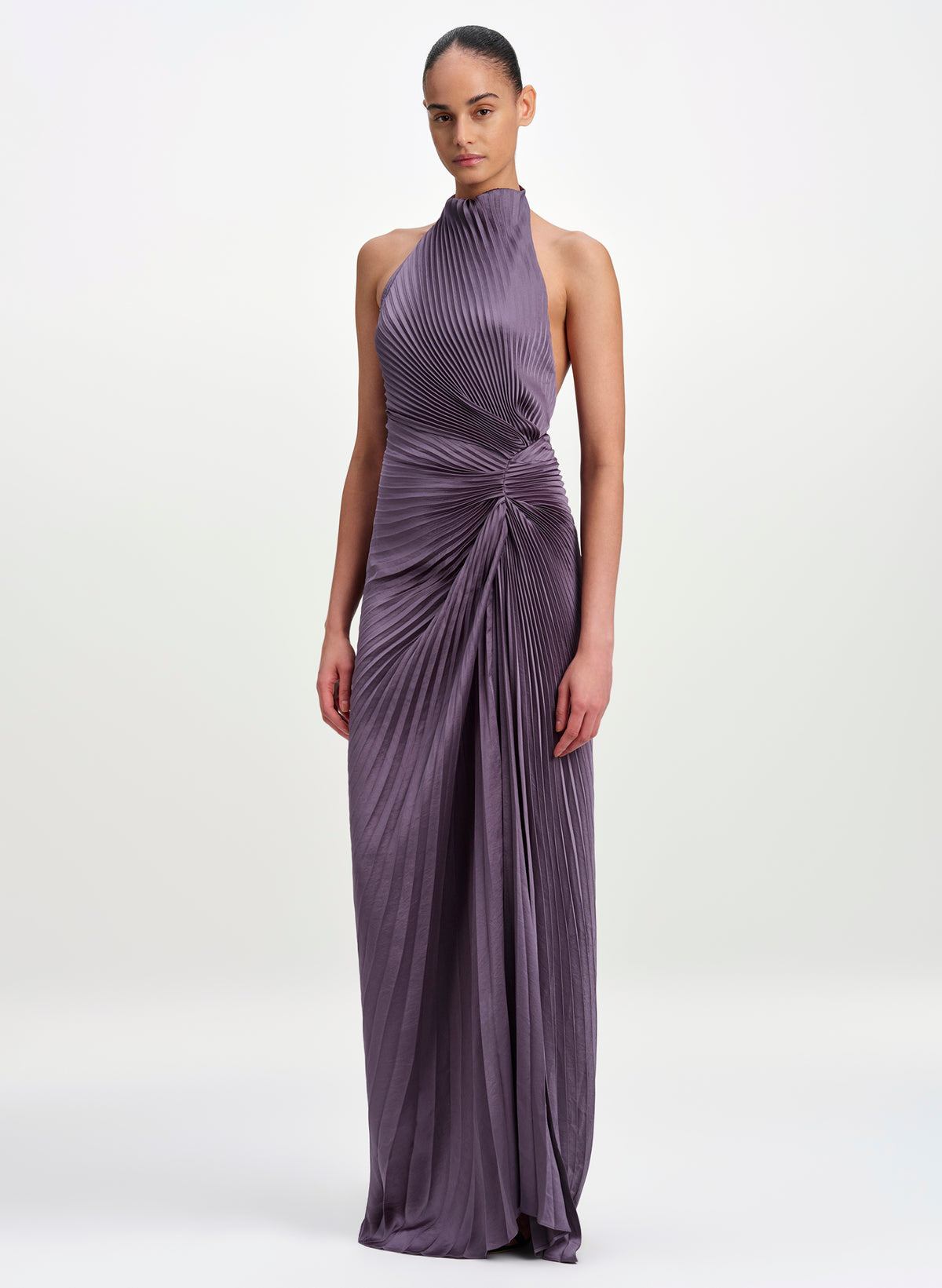 Romy Pleated Satin Gown