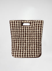 tan and brown raffia handbag