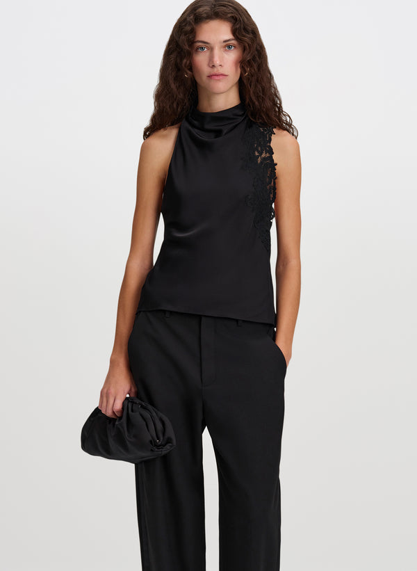Rose Satin and Lace Top