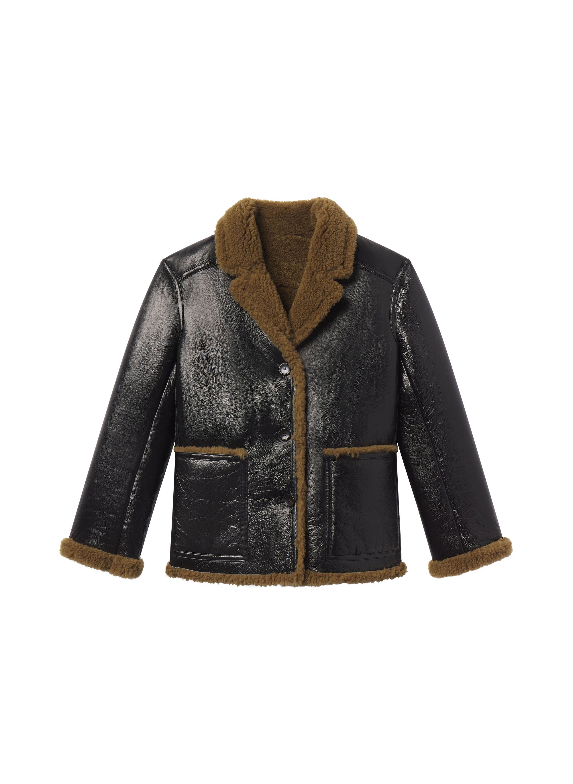 Ruth Glossy Leather and Shearling Reversible Coat | ALC LTD