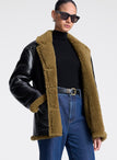 Ruth Glossy Leather and Shearling Reversible Coat