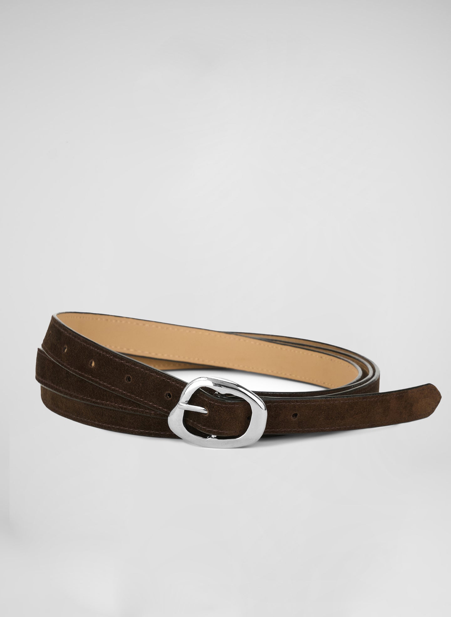 brown belt with silvertone buckle