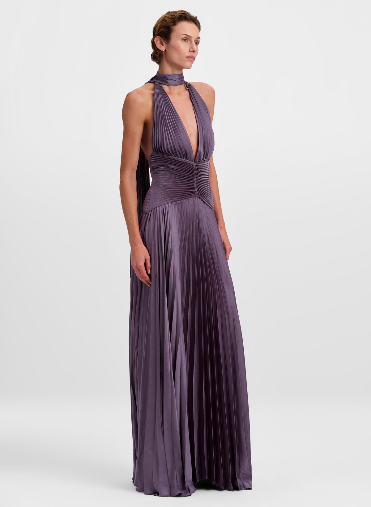 Sabine Pleated Satin Gown