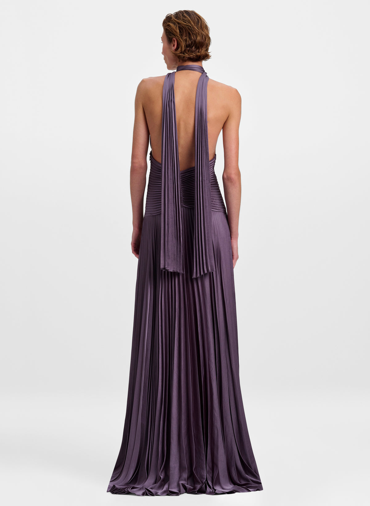 Sabine Pleated Satin Gown