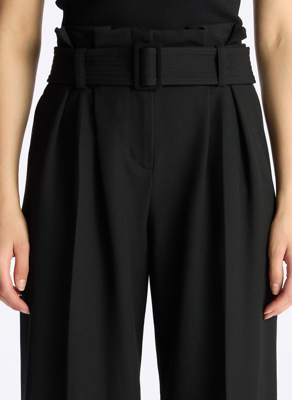 Wilfred Tie Front High Waisted Polyester Belted Pants Black Women's Size 6