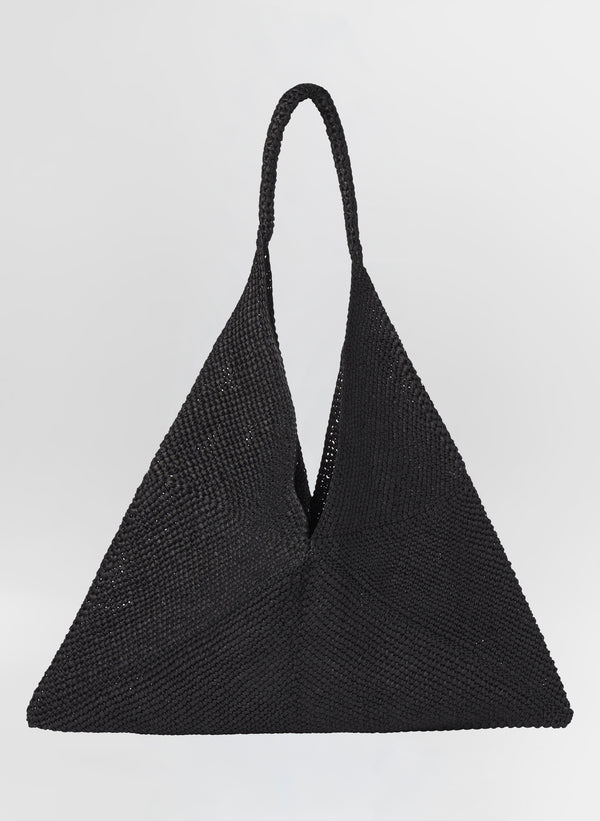 raffia tote in black