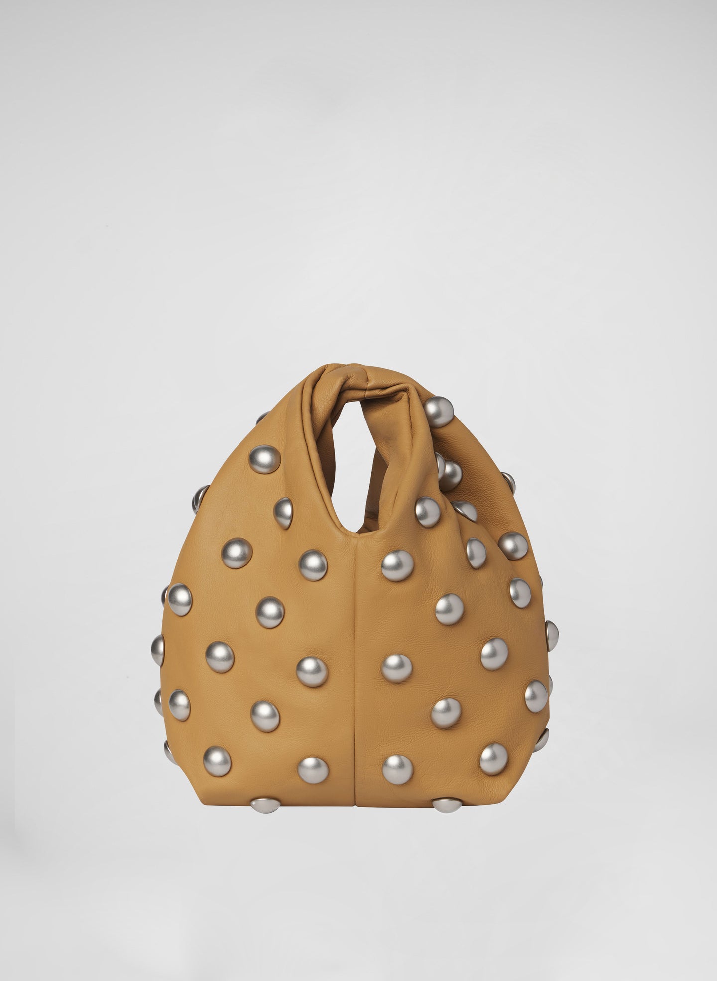 tan studded handbag