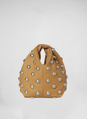 tan studded handbag