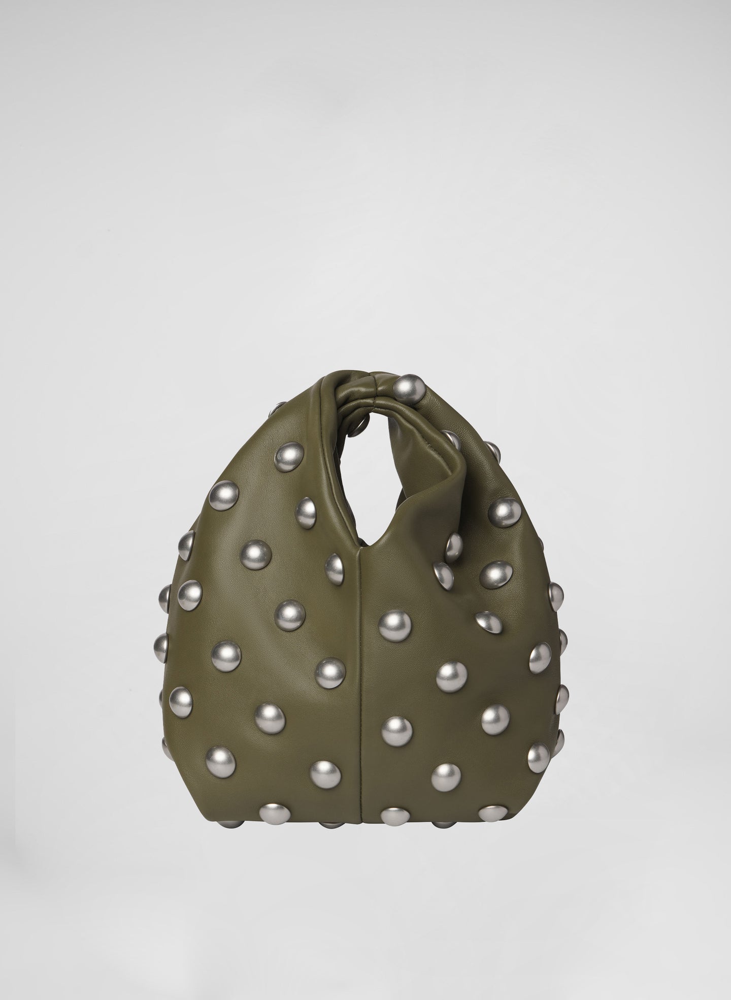 olive green studded handbag