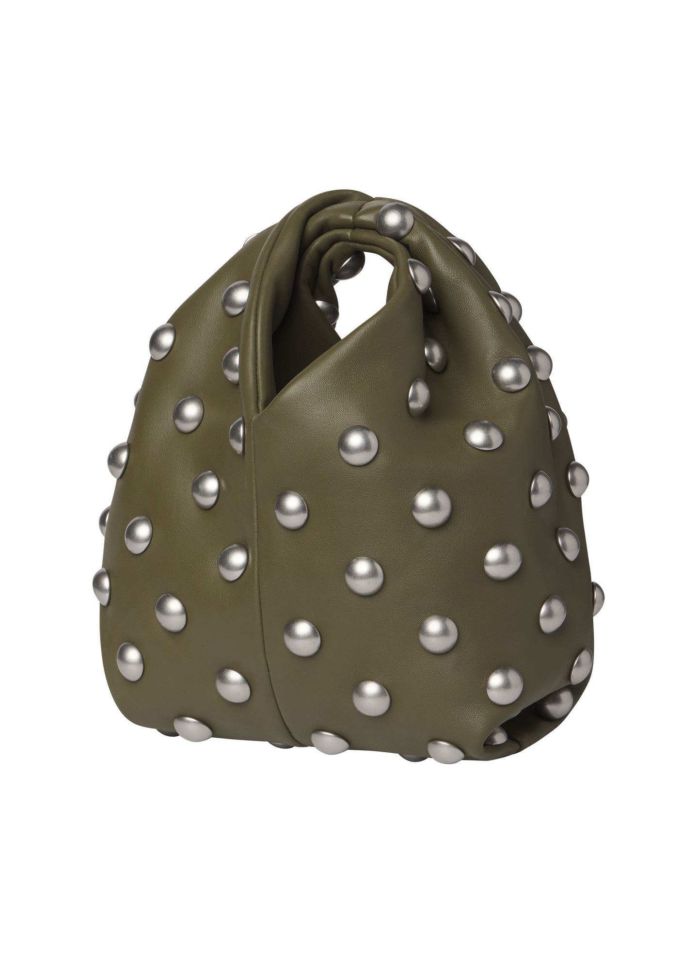 olive green studded handbag