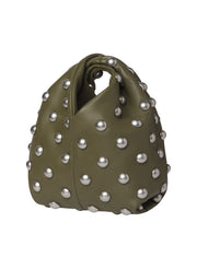 olive green studded handbag