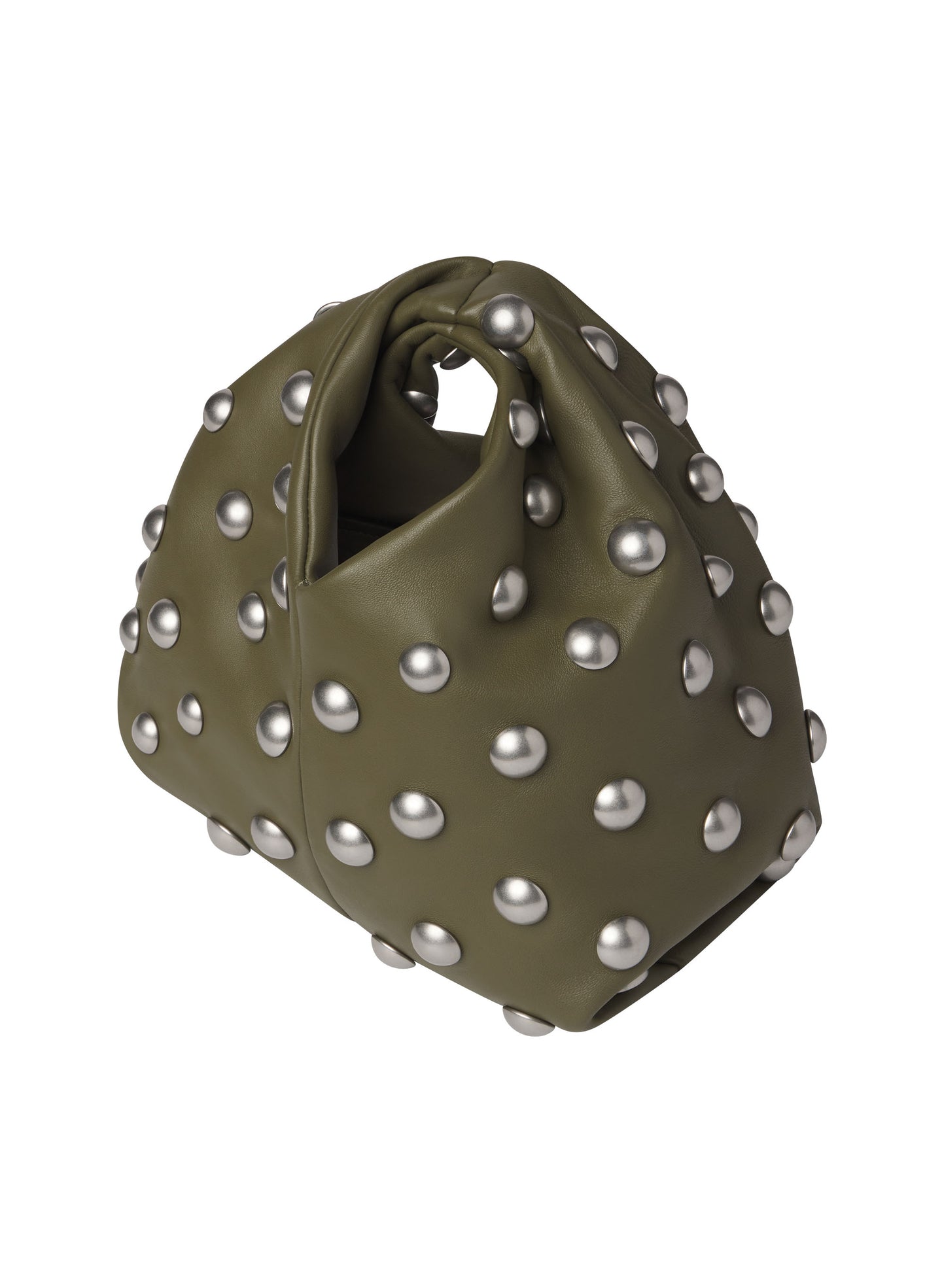 olive green studded handbag