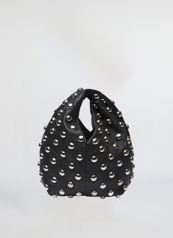 black handbag with studded elements