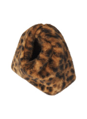 leopard print faux fur clutch bag