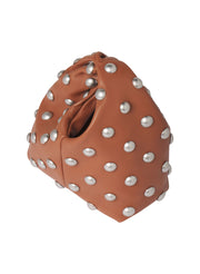brown studded clutch bag