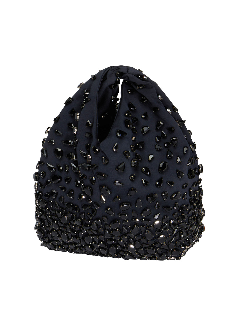 navy blue handbag with black rhinestones