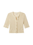 Simon Cotton Crochet Knit Cardigan