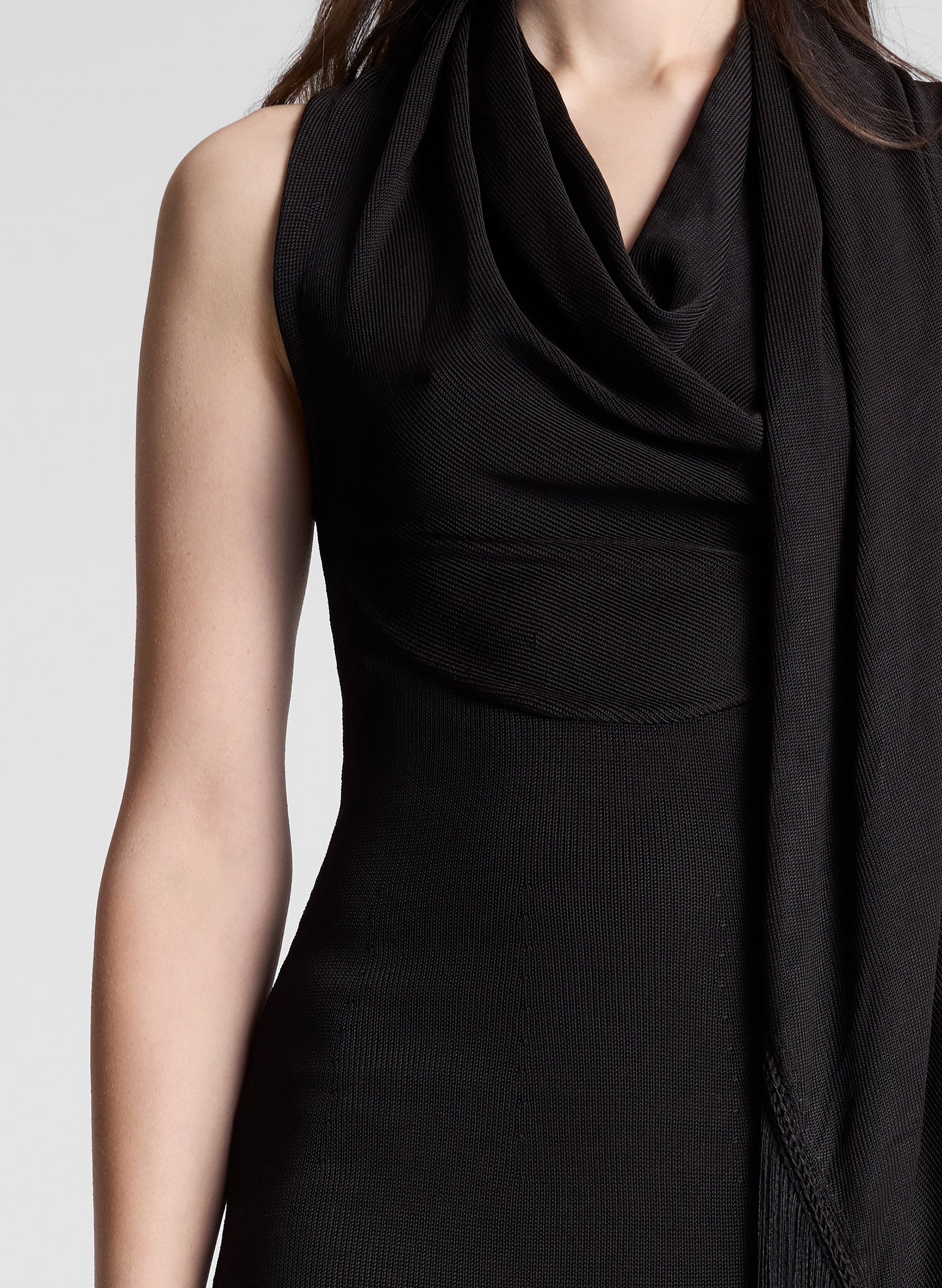 woman wearing dark brown maxi dress