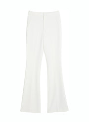 flatlay of white flared pants