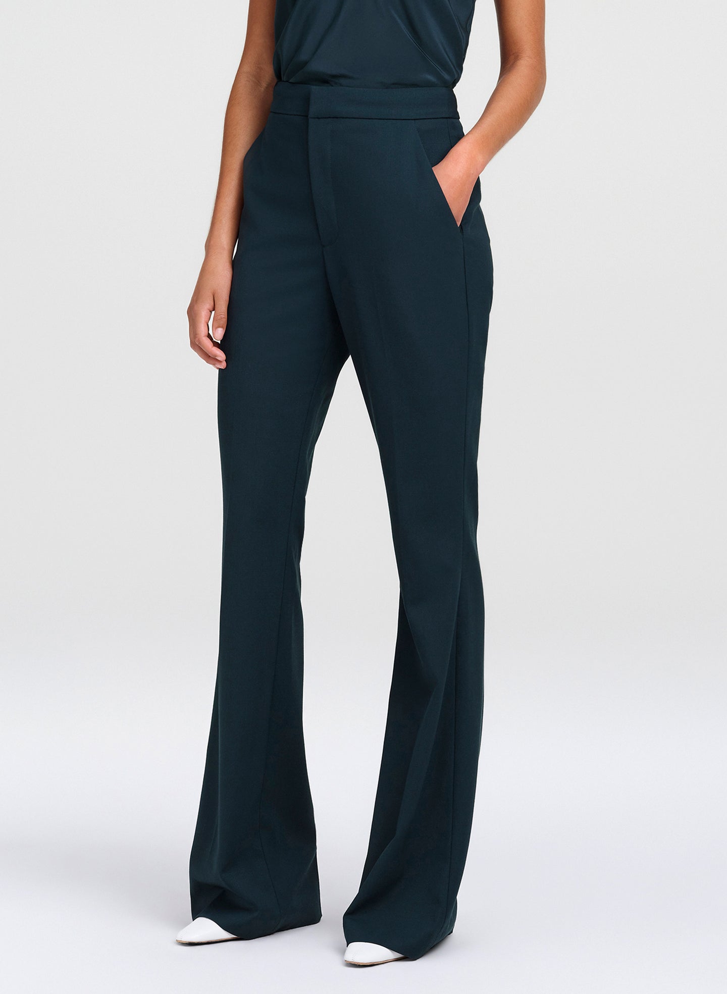 woman in green pants