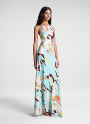 woman wearing multicolor maxi dress
