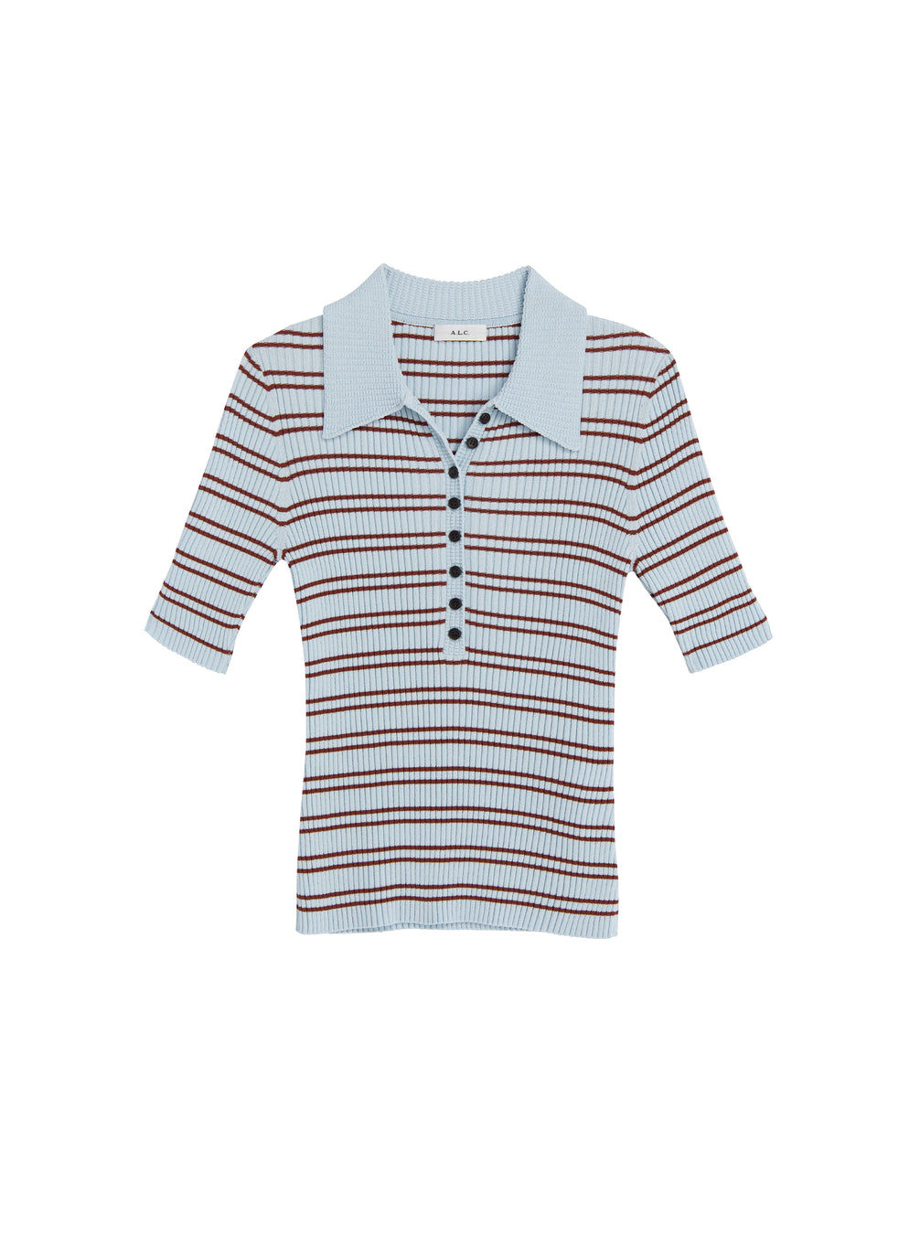 flatlay of blue and brown striped shirt