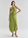 Lucia Satin and Lace Midi Dress