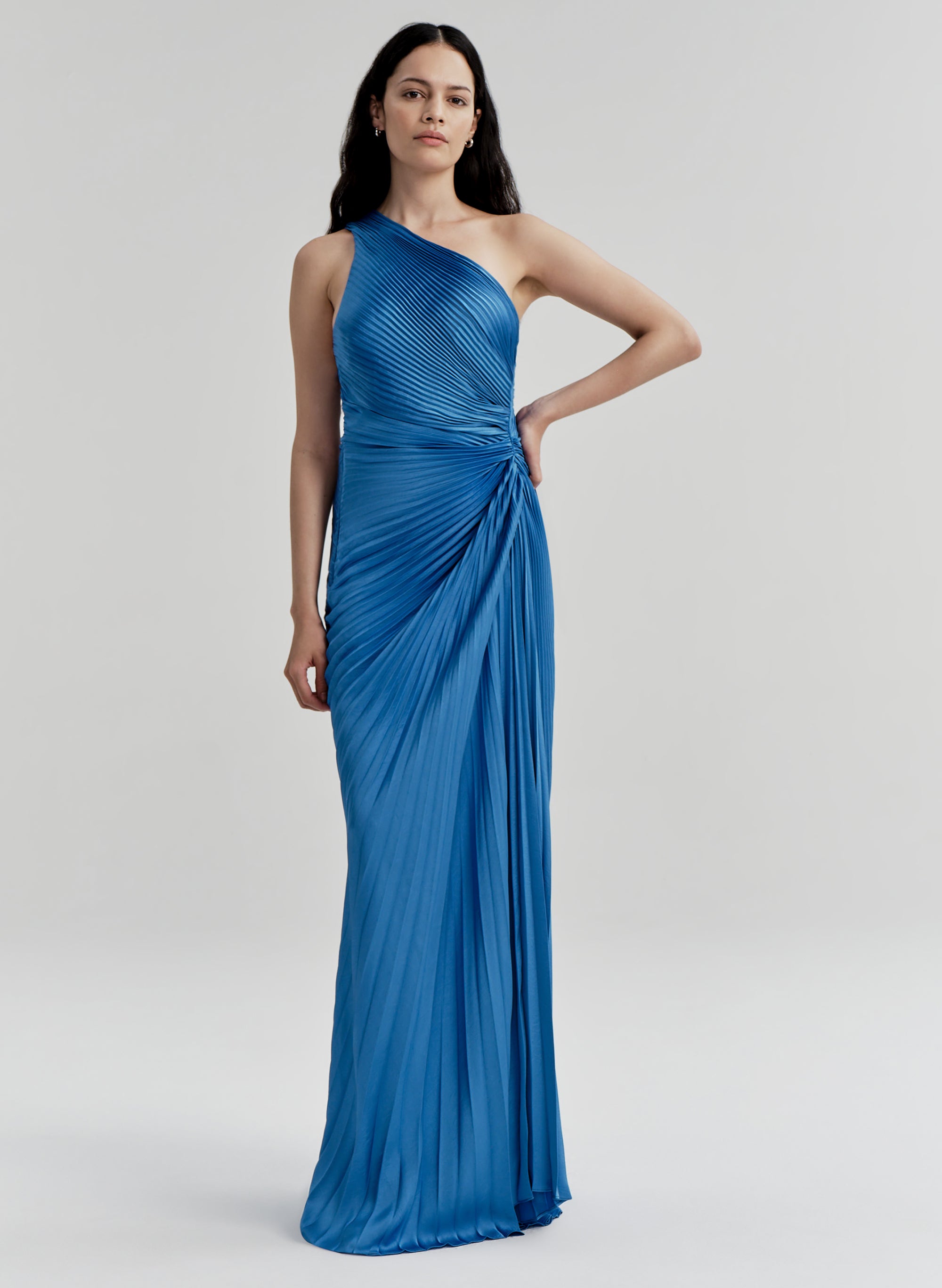 Lara Satin Pleated Gown