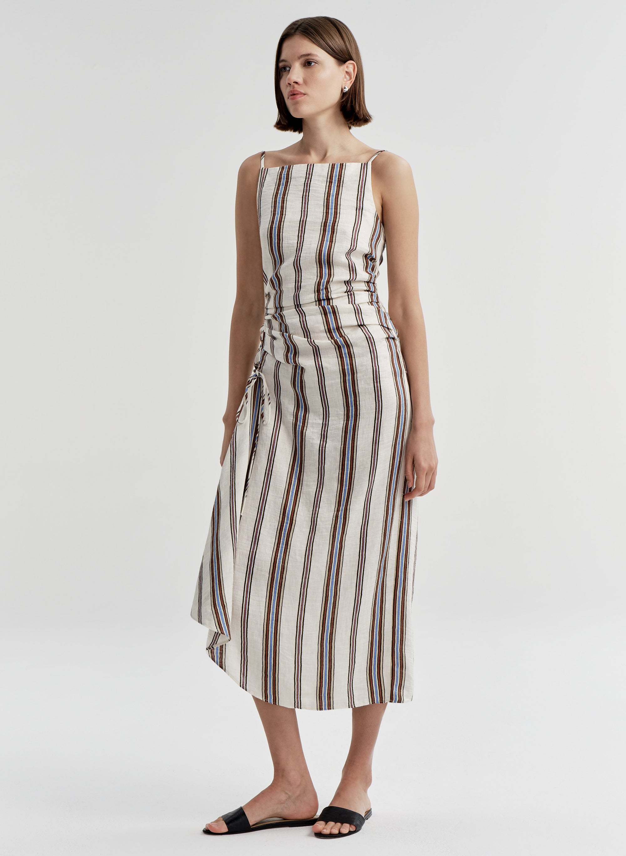 Naomi Striped Linen Midi Dress | ALC LTD