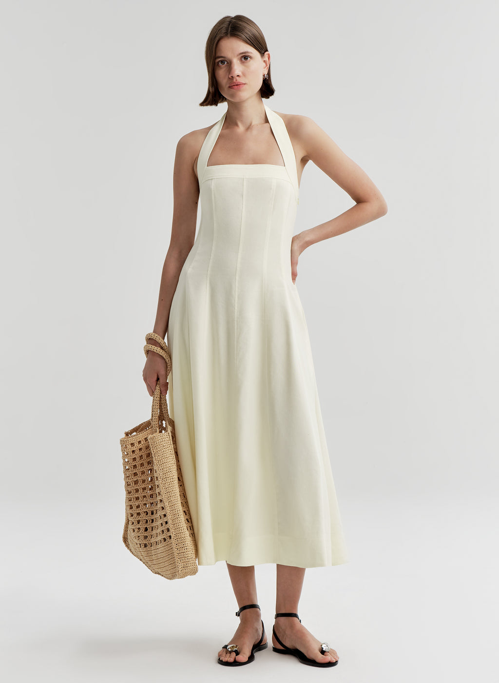 A.L.C. Women's Elinor Linen-Blend Midi-Dress - Light Canary